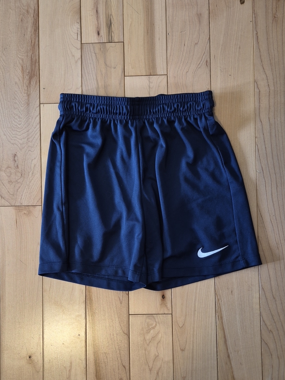 Boys Size 10/12 Nike Navy Blue Athletic Shorts with White Swoosh